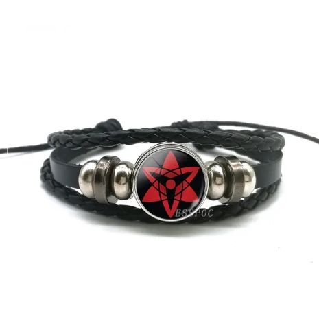 Кожаный браслет шаринган Наруто Sharingan Shippuuden в виде цветка глаз Аниме амулет талисман Naruto
