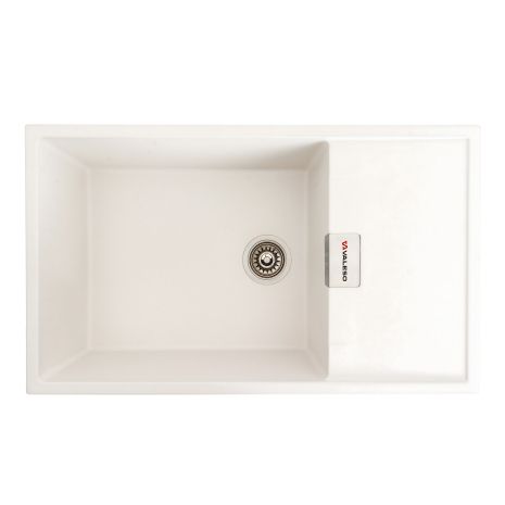 Білосніжна мийка VALESO DIAMOND 8650 гранітна для кухні матова Білосніжна мийка VALESO DIAMOND 8650 гранітна для кухні матова