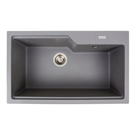 Матова кухонна гранітна мийка VALESO NIKA 7545, Сірий мусон Матова кухонна гранітна мийка VALESO NIKA 7545, Сірий мусон