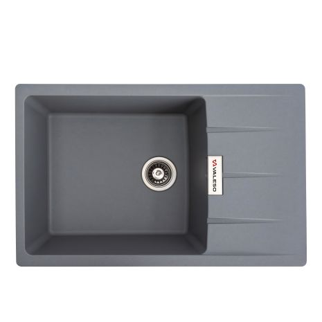 Гранитная кухонная мойка VALESO ROMA 7850 матовая Серый металлик Гранитная кухонная мойка VALESO ROMA 7850 матовая Серый металлик