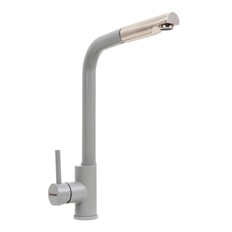 Кухонный смеситель VALESO Q411B с выдвижной лейкой, серый металлик