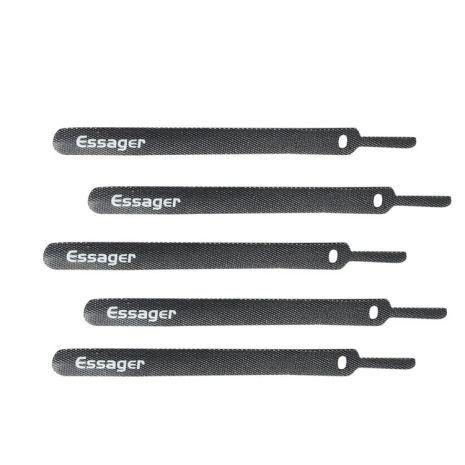 Органайзер для кабелю Essager KBC01 Cable Organizer з липучкою, комплект 20шт, Black
