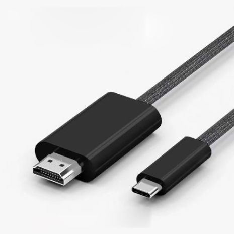 Кабель-адаптер Type-C to HDMI 4K 30Hz, 2K 75Hz 1.8m, пластик, нейлон, Black (TH001-PN18K-430)