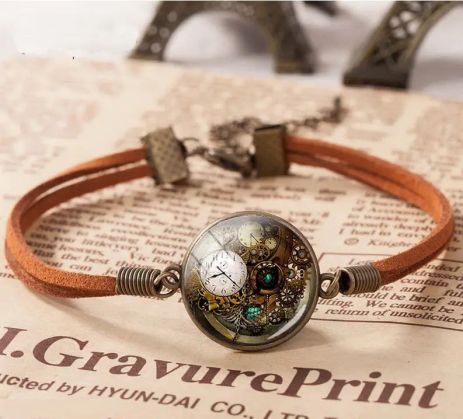 Браслет Steampunk стимпанк із годинником годинник амулет зневоднення талісман
