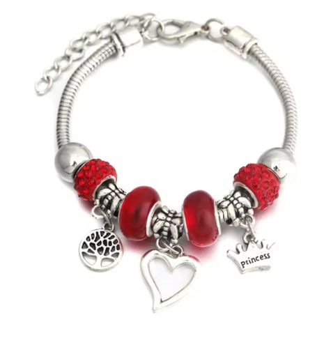 Жіночий браслет Pandora Pandora в червоному кольорі дерево життя серце корона