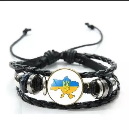 Шкіряний браслет карта України тризуб герб шкіра тризуб