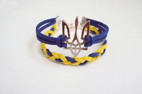 Браслет трезубец Украины тризуб герб желто-синий шнур