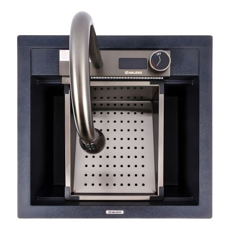 Кухонная гранитная мойка VALESO VIVA 5149 матовая Карбон