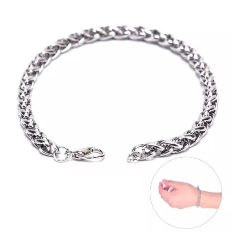 Мужской браслет в форме цепи толстая витая стальная серебристая цепь Мужской браслет в форме цепи толстая витая стальная серебристая цепь