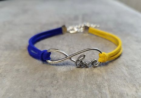 Браслет знак бесконечности Love Ukraine в сине-желтом цвете флага Украины