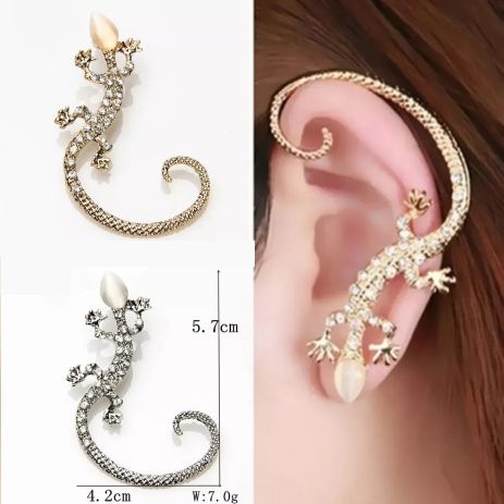 Елегантний кафф кліпс на вухо Ящірка кристали сережка Earcuff