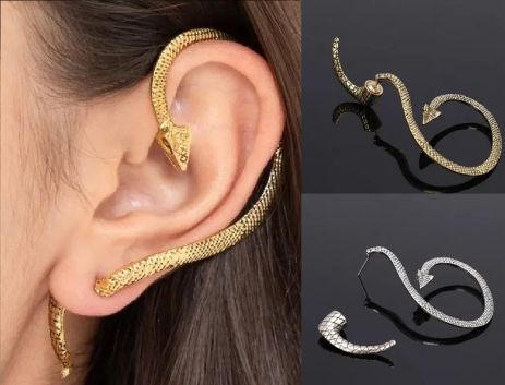 Елегантний кафф кліпс на вухо у формі змії Змія серьга Earcuff