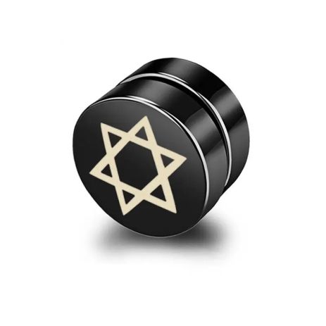 Серьги магнитные клипсы шестигранная звезда Давида плаги-обманки мужские на одно ухо