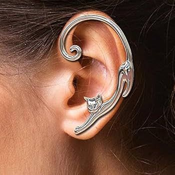 Кафф клипс на ухо в форме кошки кошка серьга Earcuff