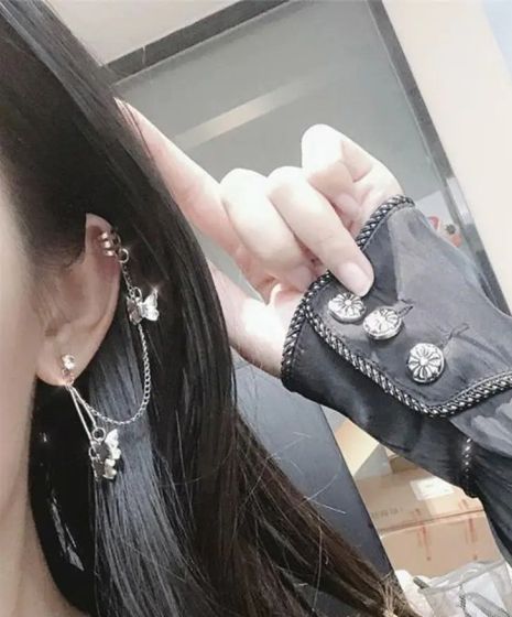 Кафф кліпс на вухо Метелик кристали сережка Earcuff Кліп каф