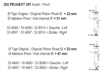 Амортизатор PEUGEOT 207, RECORDFRANCE (104660)