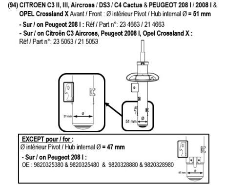 Амортизатор PEUGEOT 208, CITROËN C3, RECORDFRANCE (104663)
