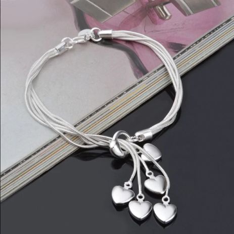 Женский многослойный браслет с сердцами Hearts стерл. ср. проба тиффани tiffany