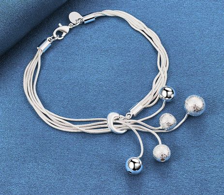 Женский многослойный браслет с шарами висячие бусы стерл. ср. пр. tiffany