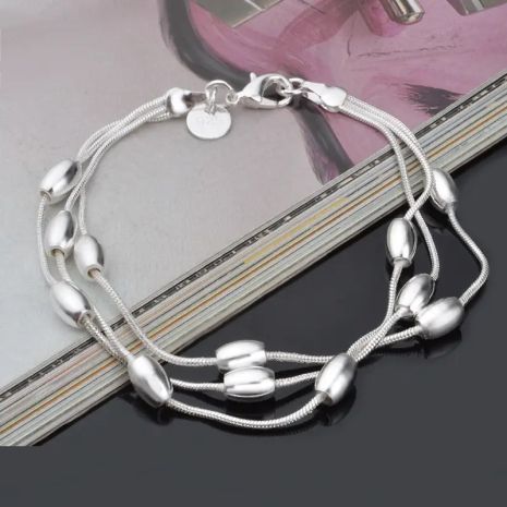 Женский многослойный браслет с гладкими шариками стерл. ср. тиффани tiffany