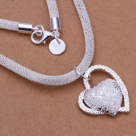 Подвеска двойное сердце на толстой цепочке стерл. ср. кулон тиффани tiffany