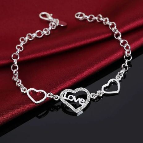 Женский браслет LOVE сердце с сердцами стерл. ср. тиффани tiffany