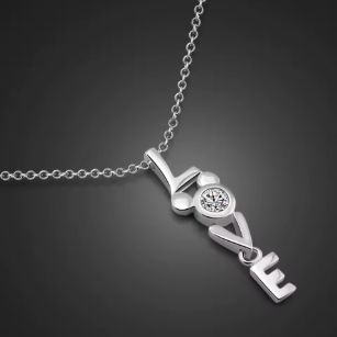 Підвіска кулон LOVE з кристалом для закоханих стерл. ср. тиффані tiffany