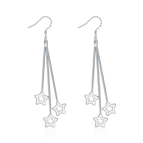 Серьги звездочки Star звезда висячие палочки стерл. ср.
