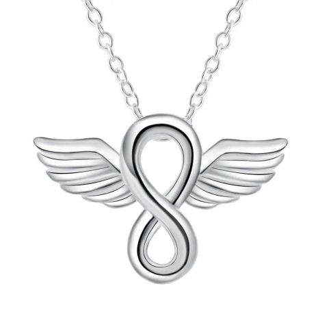Подвеска кулон бесконечность с ангельскими крыльями стерл. ср. tiffany