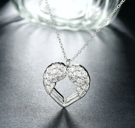 Подвеска кулон сердце с ангельскими крыльями стерл. ср. тиффани tiffany