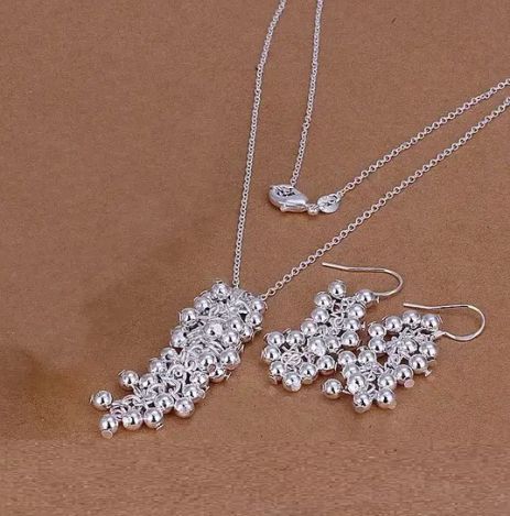 Набор подвеска и серьги шариками виноградное гроно кулон стерл. ср. tiffany