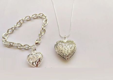 Набор подвеска и браслет ажурное сердце стерл. ср. кулон тиффани tiffany