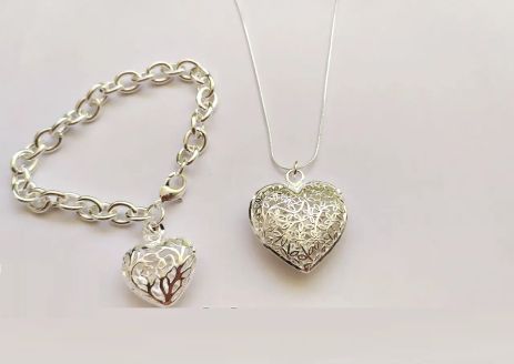Набор подвеска и браслет ажурное сердце стерл. ср. кулон тиффани tiffany