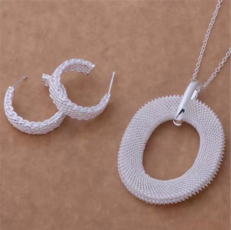 Набор подвеска и серьги ажурный круг кольцо кулон стерл. ср. tiffany