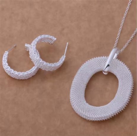 Набор подвеска и серьги ажурный круг кольцо кулон стерл. ср. tiffany