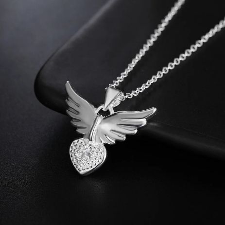 Подвеска кулон сердце с ангельскими крыльями стерл. ср. тиффани tiffany