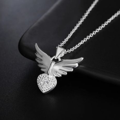 Подвеска кулон сердце с ангельскими крыльями стерл. ср. тиффани tiffany
