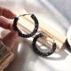 Серьги Круги кольца черные Black камни кристаллы