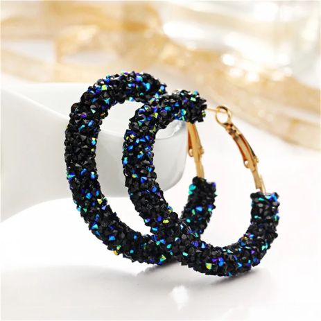 Сережки Кола кільця сині Blue каміння кристали