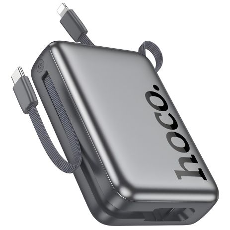 Hoco Q39 20000mAh Powerbank 22.5W + PD 20W + cable 2-in-1 Type-C/Lightning Metal Grey