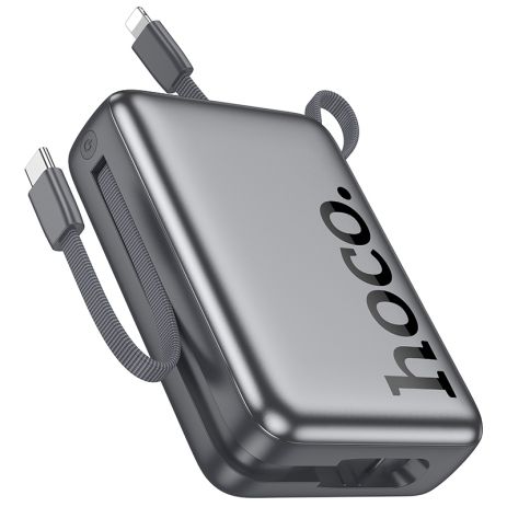 Power bank Hoco Q39 20000mAh 22.5W+PD 20W + кабель 2в1 Type-C/ Lightning metal grey Power bank Hoco Q39 20000mAh 22.5W+PD 20W + кабель 2в1 Type-C/ Lightning metal grey