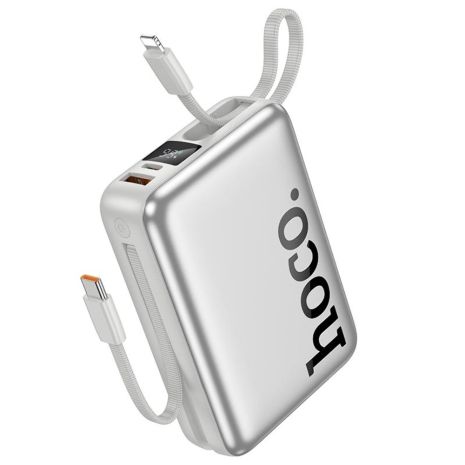 Повербанк Hoco Q39, 20000 mAh, 22.5W, PD 20W, кабель 2в1 Type-C and Lightning, silver Повербанк Hoco Q39, 20000 mAh, 22.5W, PD 20W, кабель 2в1 Type-C and Lightning, silver