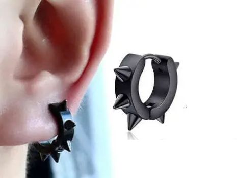 Черные серьги с шипами шипы круглые мужские 1шт