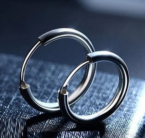 Мужские серьги кольца 12мм из стали круглые 2шт серебряный цвет