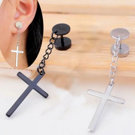 Серьги Spikes кресты с крестиком из стали штанги мужские 1шт