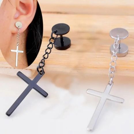 Серьги Spikes кресты с крестиком из стали штанги мужские 1шт