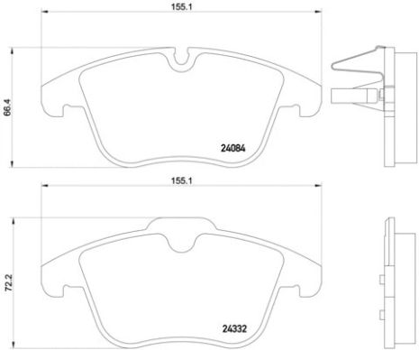 Комплект гальмівних колодок CITROËN C5, PEUGEOT 407, PEUGEOT 508, BREMBO (P61106)
