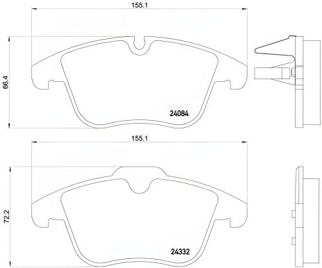 Комплект тормозных деталей CITROËN C5, PEUGEOT 407, PEUGEOT 508, BREMBO (P61106)