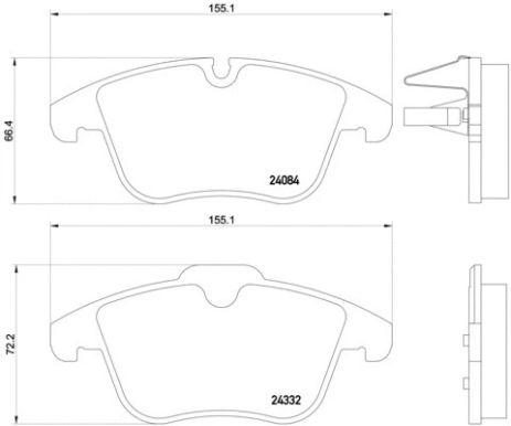 Комплект тормозных колодок CITROËN C5, PEUGEOT 407, PEUGEOT 508, BREMBO (P61106)