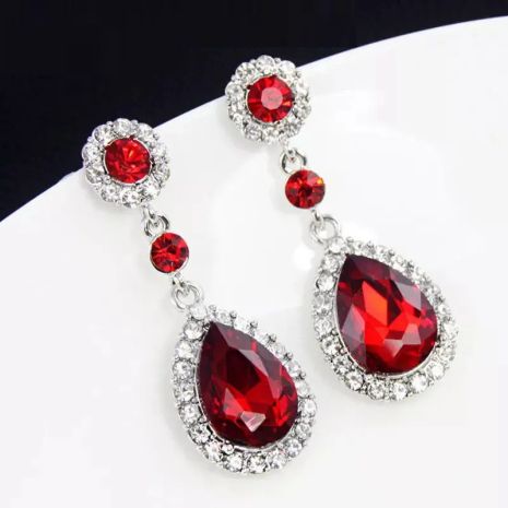 Серьги сережки капельки красные камни кристаллы